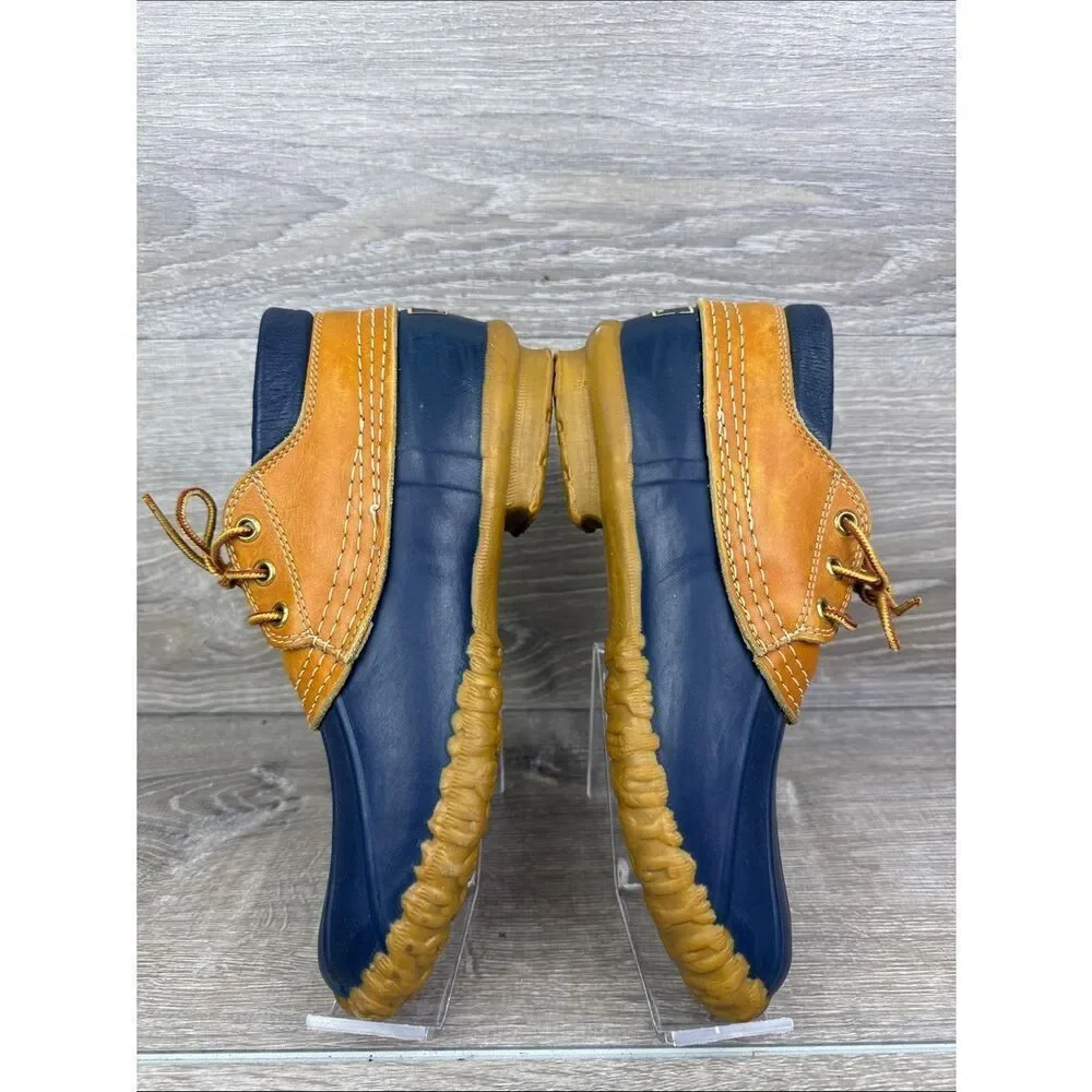 L.L. Bean Maine Hunting Shoe Women’s Sz 8 Waterproof Tan Leather Navy Moc Boots